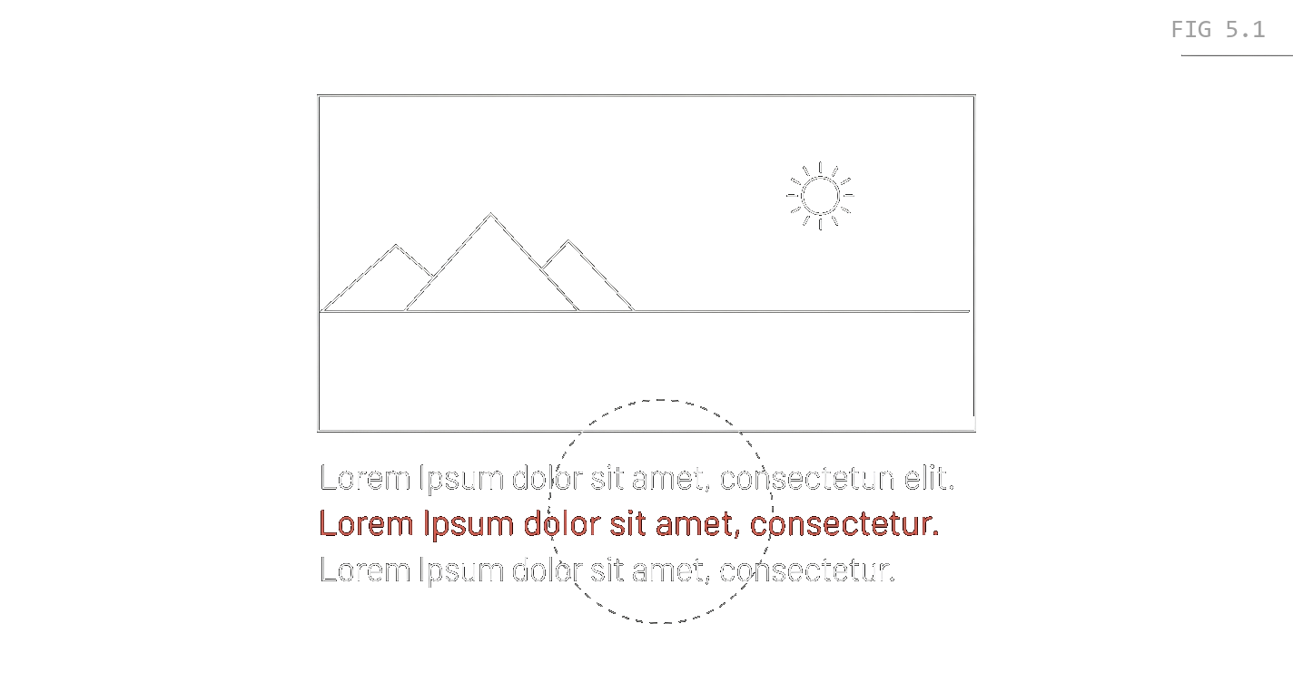 Image frame with three lines of text — the middle line highlighted in coral showing replaced text