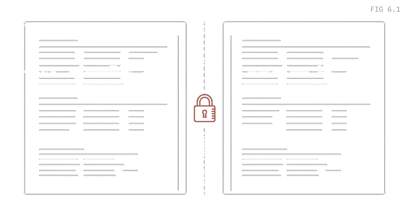 Two isolated tenant workspaces separated by a padlock — illustrating multi-tenant data isolation