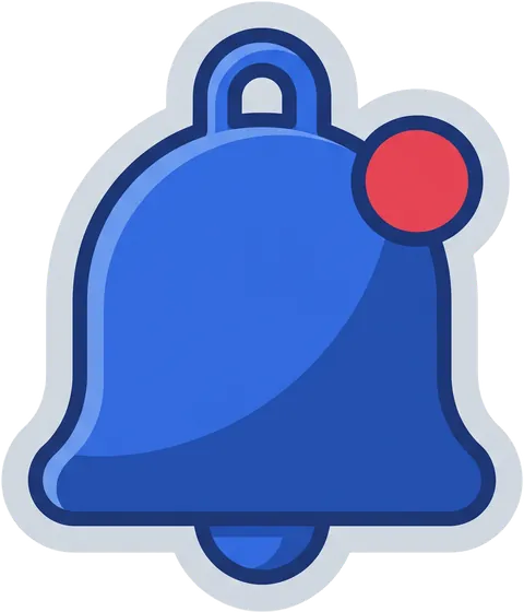 A notification bell with a red dot, drawn as a sticker