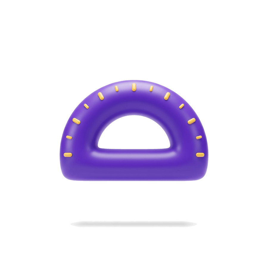A purple protractor with yellow marks, soft 3D