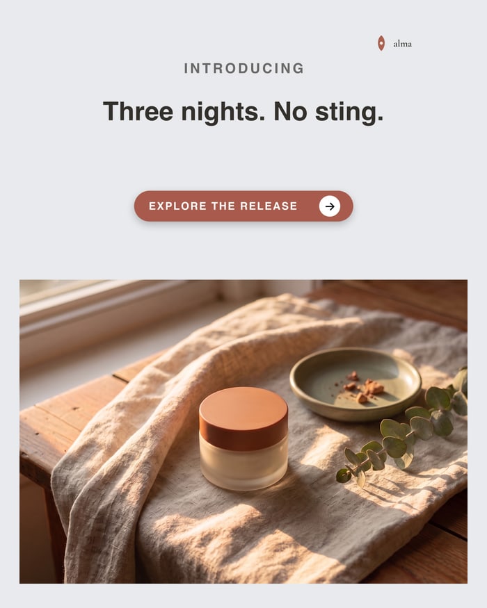The jar’s finished post: the picture, the headline, the Alma logo and a call to action
