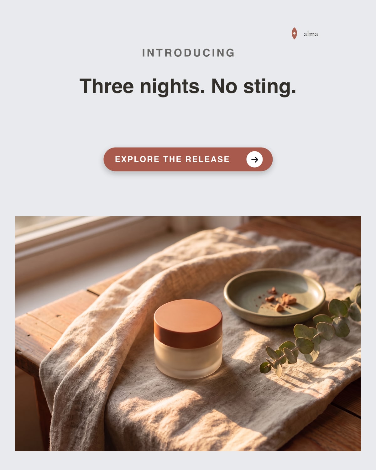The jar’s finished post: the artwork, the headline, the Alma logo and a call to action